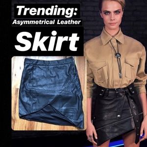 Black asymmetrical Leather Mini Skirt Size 10